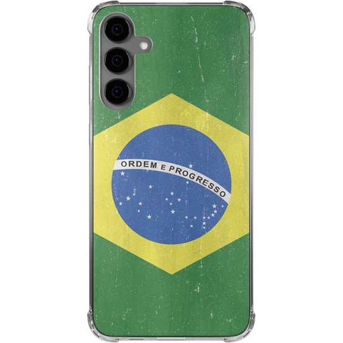 Brazil Flag Distressed Galaxy S24 Plus Clear Case